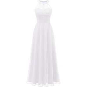 Wedtrend Women's Formal Dress White Long Prom Dress Floral Lace